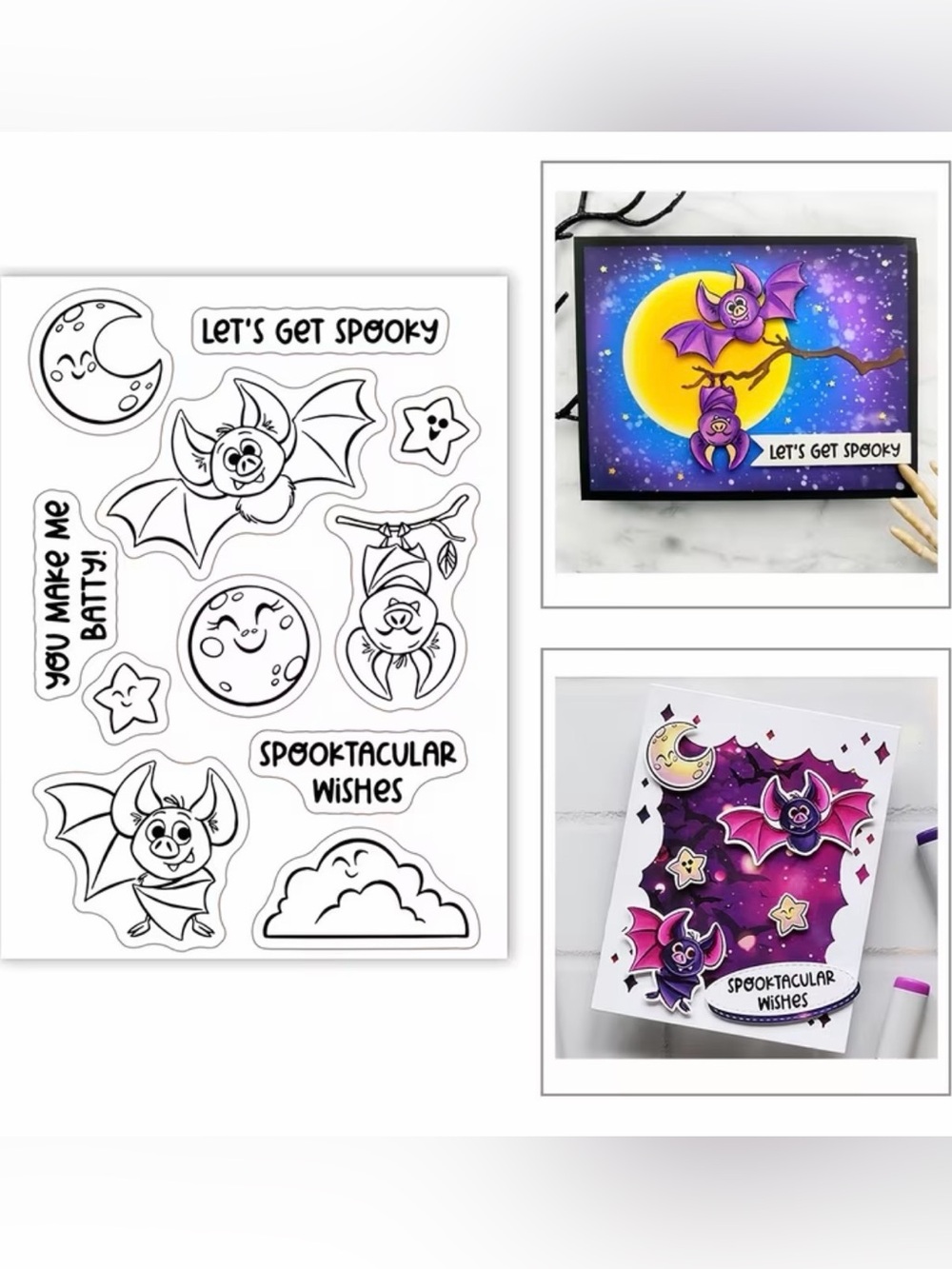 🦇✨ Halloween Bat Stamp Sheet – Spooky Cute Accents 🌙☁️